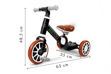 Balansinis dviratis 3in1 su pedalais + šoniniais ratais juodas 2