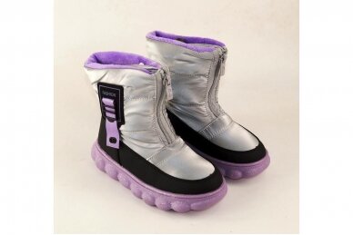 Balti su užtrauktuku Flip žieminiai batai mergaitėms su vilnos kailiu 0297 3