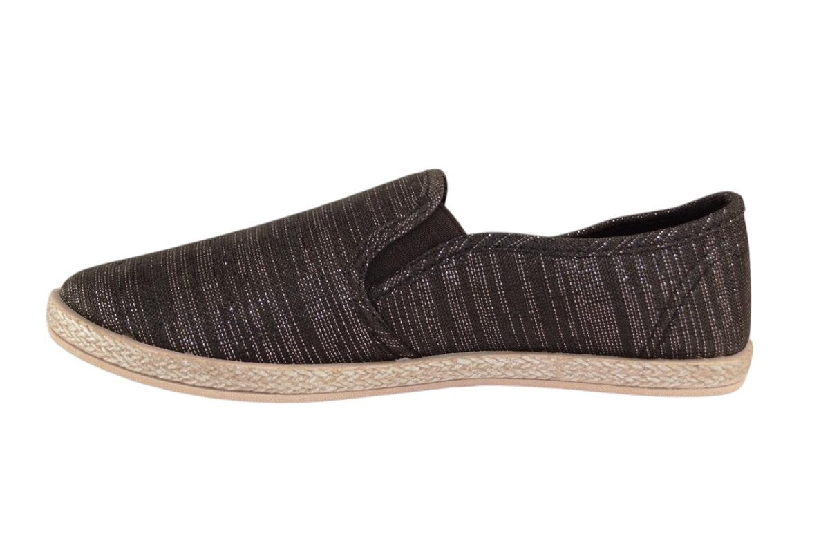Juodos su sidabriniais siūliukais įspiriamos moteriškos espadrilės 1