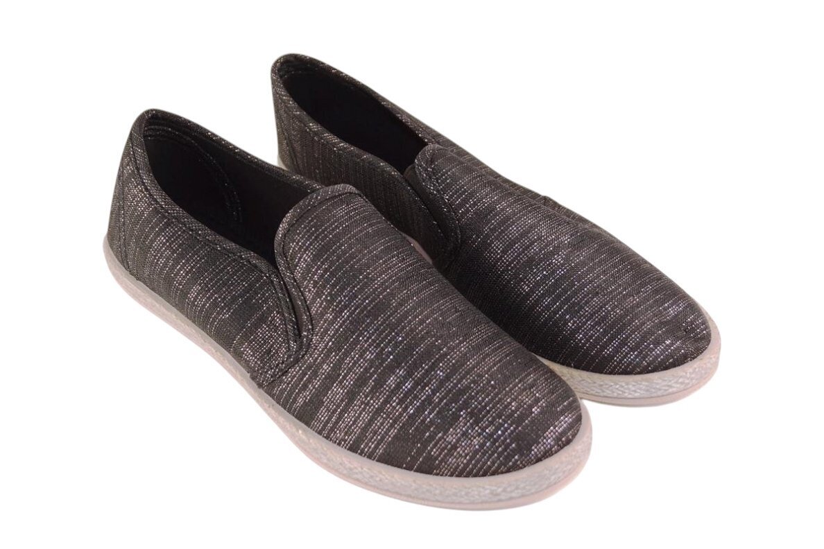 Juodos su sidabriniais siūliukais įspiriamos moteriškos espadrilės 2