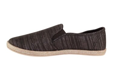 Juodos su sidabriniais siūliukais įspiriamos moteriškos espadrilės Juodos su sidabriniais siūliukais įspiriamos moteriškos espadrilės