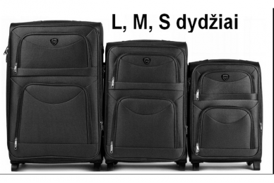 Juodas medžiaginis su 2 ratukais lagaminas Wings BS6802-2 1