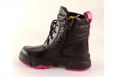 Juodi-ružavi suvarstomi su užtrauktuku šone Clibee  žieminiai batai mergaitėms su kailiu 4307 2