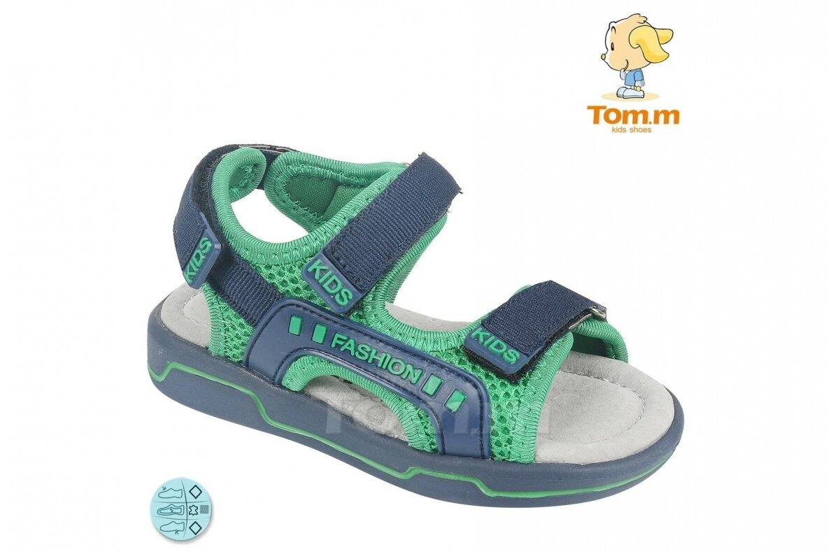 Mėlynos-žalios su trim lipdukais Tomm basutės berniukams 5439