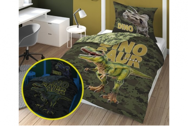 Medvilninė tamsoje šviečianti patalynė Dino 4030 Medvilninė tamsoje šviečianti patalynė Dino 4030