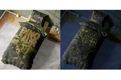 Medvilninė tamsoje šviečianti patalynė Dino 4030 2 Medvilninė tamsoje šviečianti patalynė Dino 4030 2