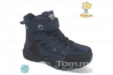 Mėlyni suvarstyti gumyte su lipuku priekyje Tom.m žieminiai batai su kailiu berniukams 9590