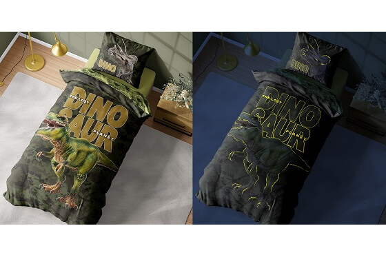 Medvilninė tamsoje šviečianti patalynė Dino 4030 2 Medvilninė tamsoje šviečianti patalynė Dino 4030 2