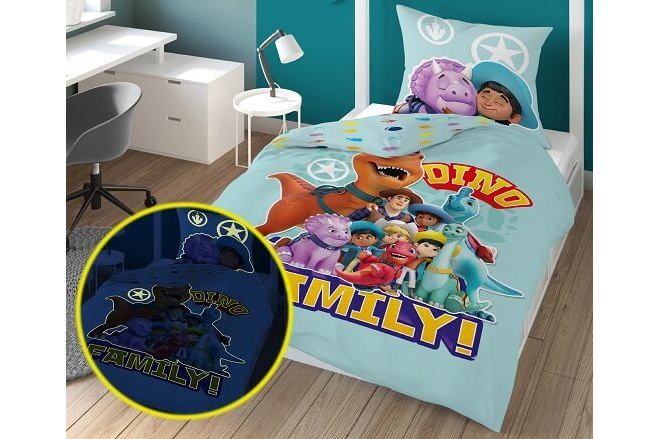 Medvilninė tamsoje šviečianti patalynė Dino1 Medvilninė tamsoje šviečianti patalynė Dino1