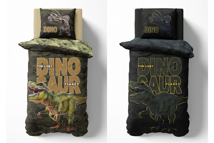 Medvilninė tamsoje šviečianti patalynė Dino 4030 1 Medvilninė tamsoje šviečianti patalynė Dino 4030 1