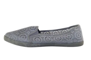 Nėriniuotos pilkos espadrilės guminiu padu 3381
