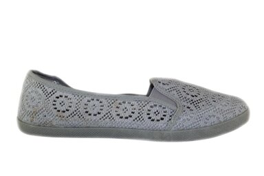 Nėriniuotos pilkos espadrilės guminiu padu 3381