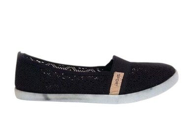 Nėriniuotos juodos espadrilės guminiu padu 3381