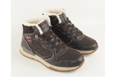 Pilki suvarstomi ArrigoBelo žieminiai sportiniai batai su vilnos kailiu paaugliams 9129p 2