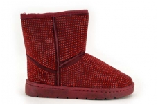 Raudoni su akutėmis žieminiai moteriški batai su kailiu "ugai"