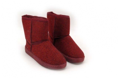Raudoni su akutėmis žieminiai moteriški batai su kailiu "ugai" 2