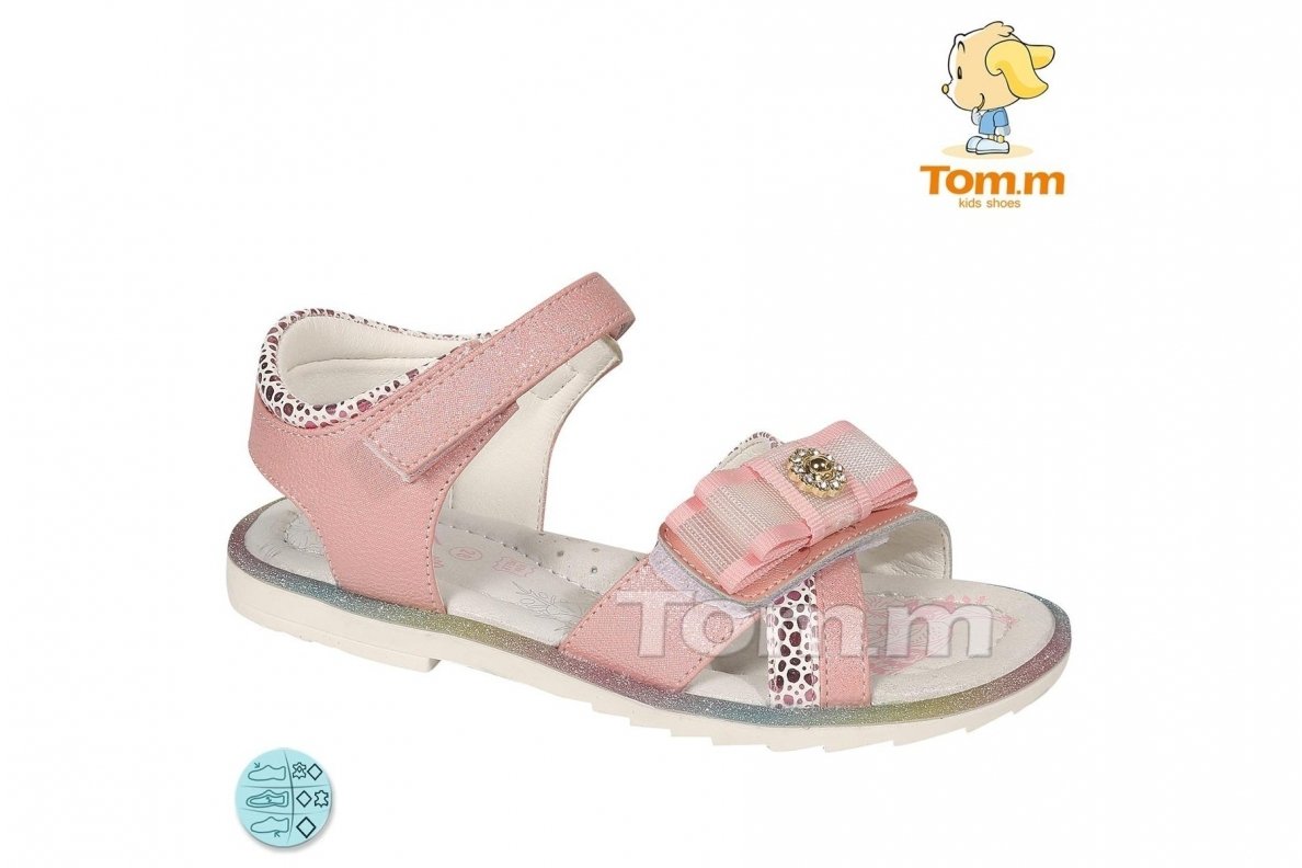 Rožinės su dviem lipdukais papuoštos kaspinėliu Tomm basutės mergaitėms 7232 Rožinės su dviem lipdukais papuoštos kaspinėliu Tomm basutės mergaitėms 7232