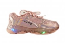 Ružavi suvarstomi LED Clibee sportiniai bateliai mergaitėms