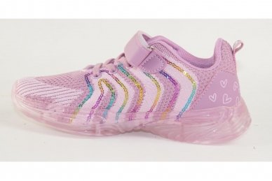 Ružavi medžiaginiai užsegami lipduku suvarstyti gumyte Clibee sportiniai batai mergaitėms 1
