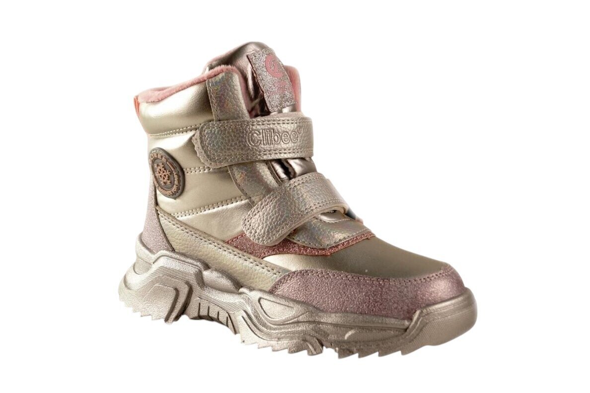 Sidabriniai su lipukais Clibee žieminiai batai mergaitėms su kailiu 8306 1 Sidabriniai su lipukais Clibee žieminiai batai mergaitėms su kailiu 8306 1
