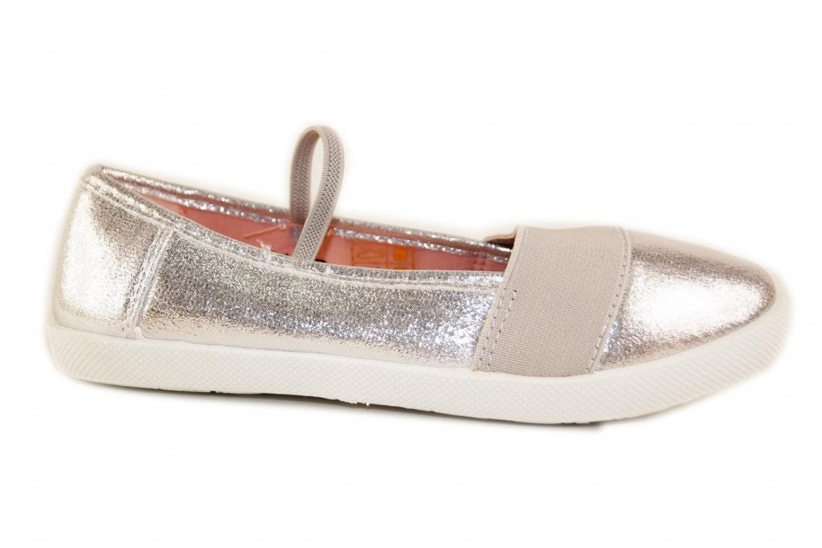 Sidabro spalvos espadrilės mergaitėms guminiu padu