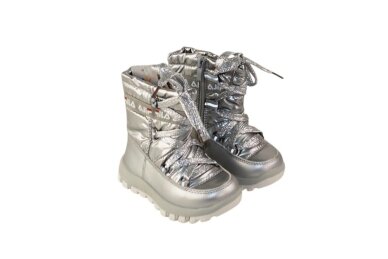 "Sidabriniai" boloninės medžiagos su užtrauktuku šone ir vilnos kailiu Bessky žieminiai batai mergaitėms 9272 2