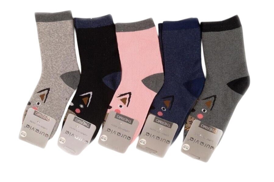 Šiltos frotinės moteriškos Aura.via termo kojinės 6690 (5poros)