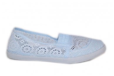 Šviesiai mėlynos nėriniuotos espadrilės mergaitėms 1537 Šviesiai mėlynos nėriniuotos espadrilės mergaitėms 1537