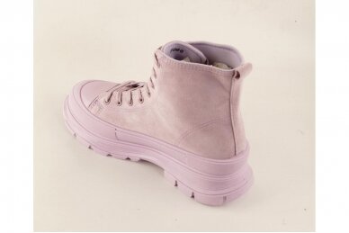 Šviesiai violetiniai medžiaginiai suvarstomi guminiu padu moteriški laisvalaikio batai 0066 2