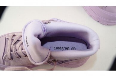 Šviesiai violetiniai medžiaginiai suvarstomi guminiu padu moteriški laisvalaikio batai 0066 4