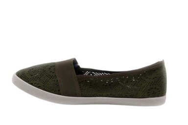Tamsiai žalios nėriniuotos espadrilės guminiu padu 0377