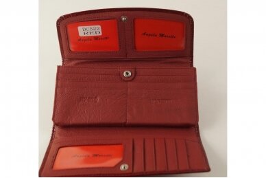 Tamsiai raudona odinė lakuota Angela Moretti moteriška piniginė su RFID apsauga 522r 2