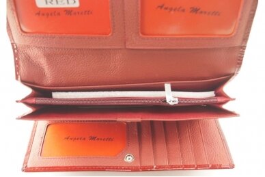 Tamsiai raudona odinė lakuota Angela Moretti moteriška piniginė su RFID apsauga 522r 3