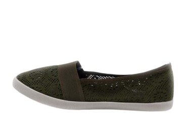 Tamsiai žalios nėriniuotos espadrilės guminiu padu 0377 1