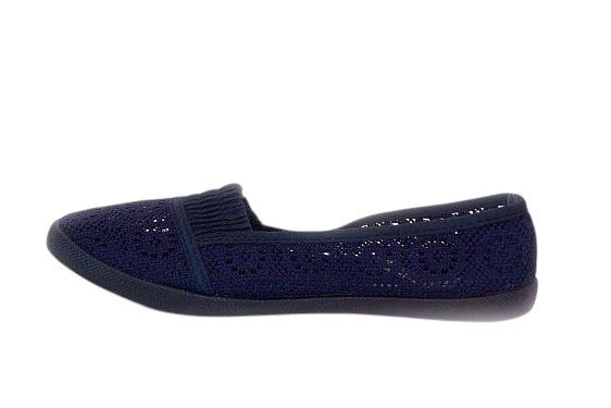 Tamsiai mėlynos nėriniuotos moteriškos espadrilės guminiu padu 1 Tamsiai mėlynos nėriniuotos moteriškos espadrilės guminiu padu 1
