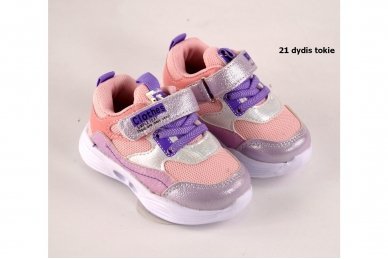 Violetiniai-sidabriniai su lipduku Tomm sportiniai bateliai panelėms su lemputėmis 6 Violetiniai-sidabriniai su lipduku Tomm sportiniai bateliai panelėms su lemputėmis 6